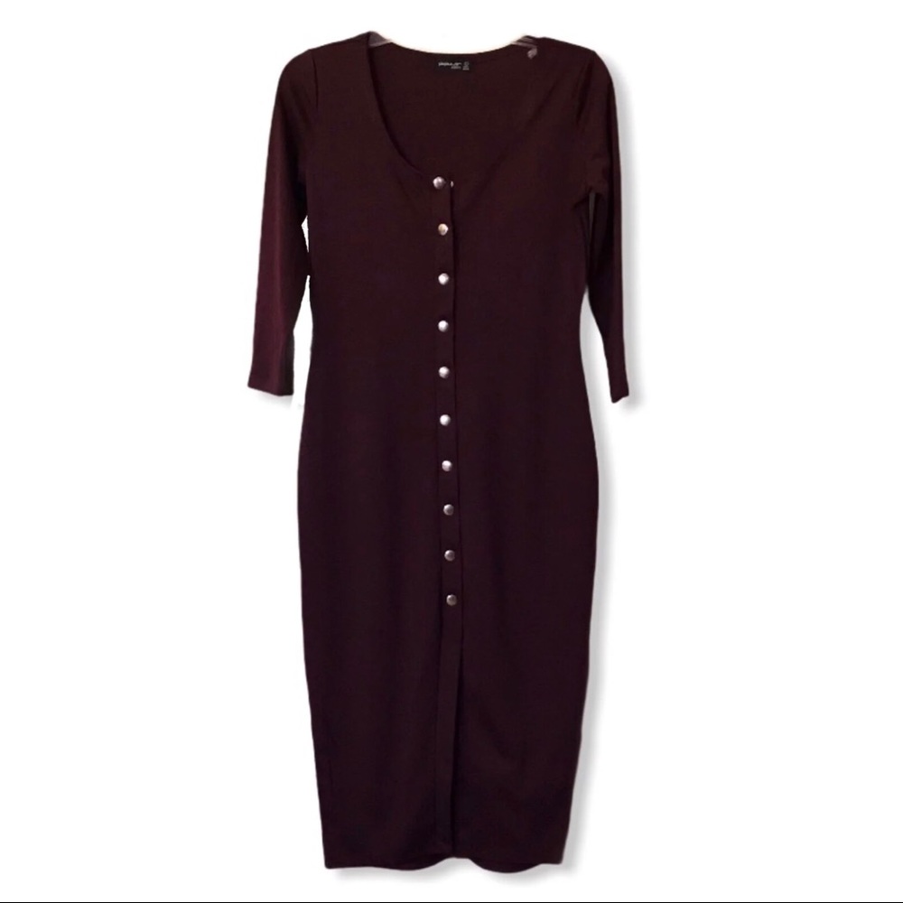 Popular Basics-Bodycon Midi length Dress-Sz Large